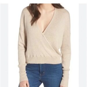 Faux Wrap Knit Cream Sweater by Leith, Size L